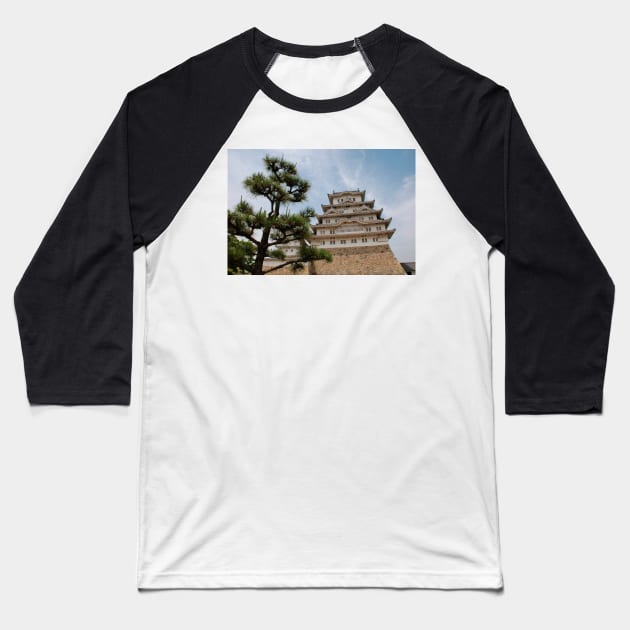 Himeji Castle With Tree, Kansai Baseball T-Shirt by jojobob